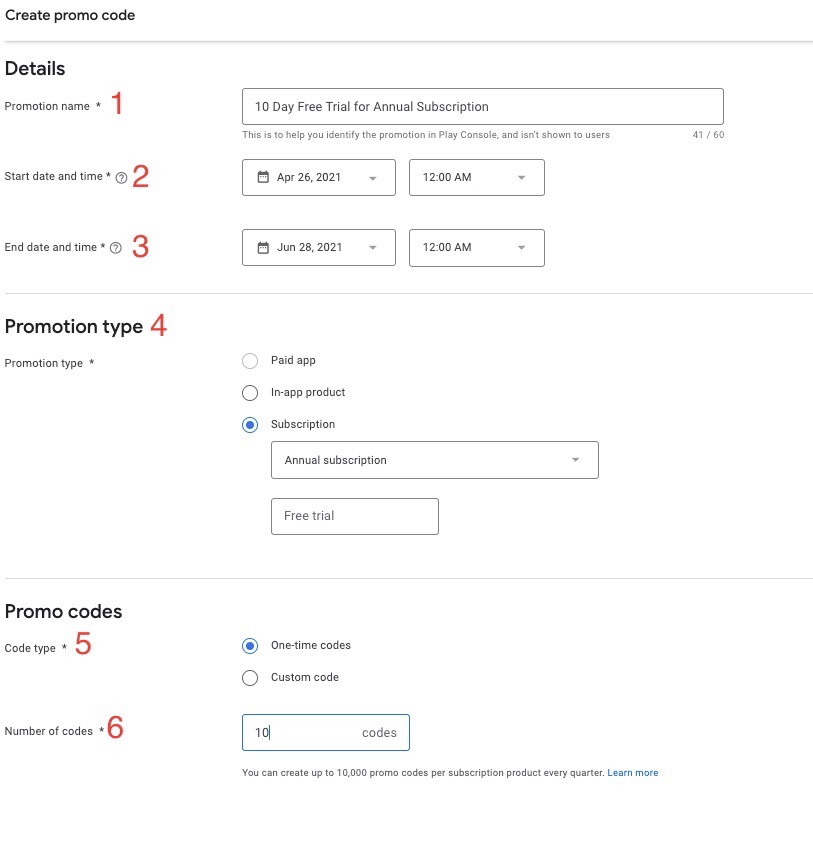 Sample configuration of a 10-day free trial for a current Annual membership.