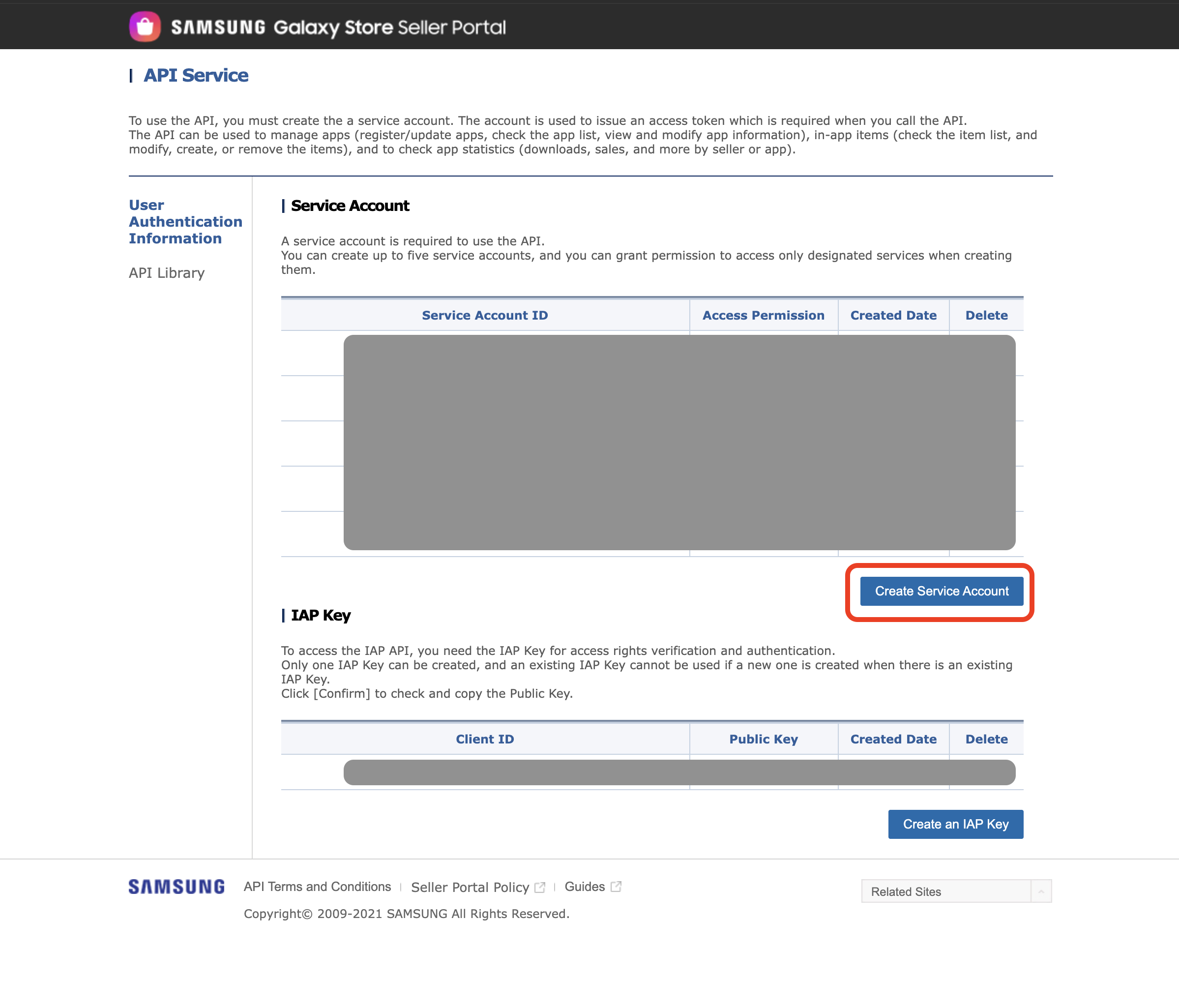 Create Service Account