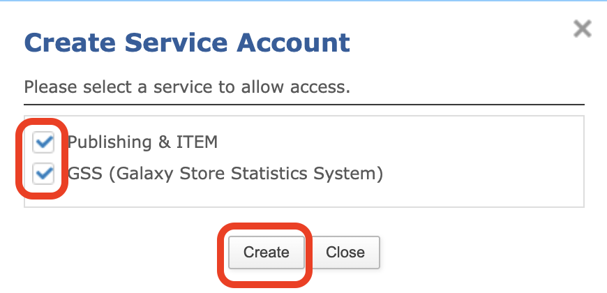Create Service Account Modal