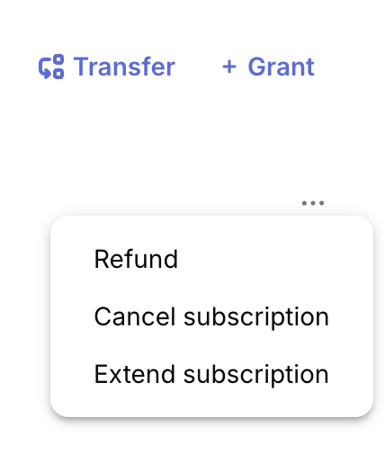 Extend subscription menu