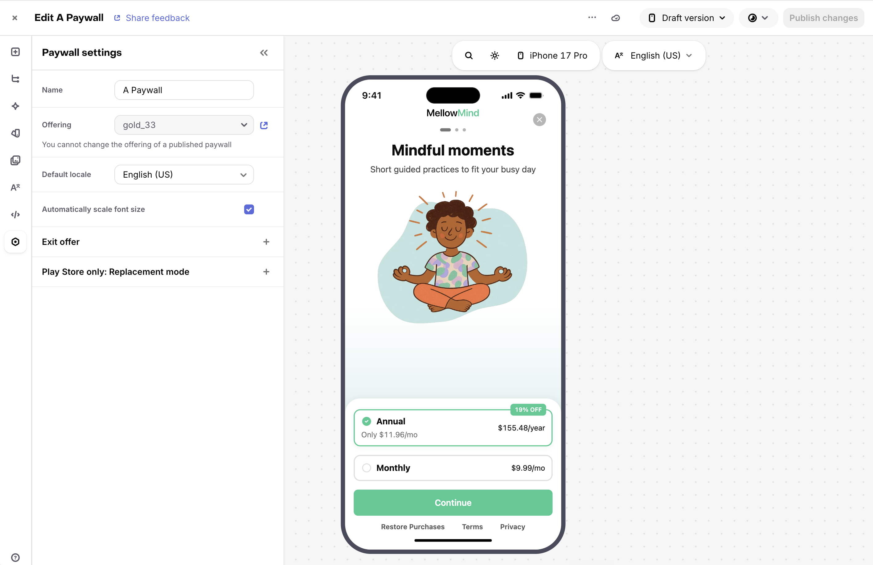 Paywalls editor