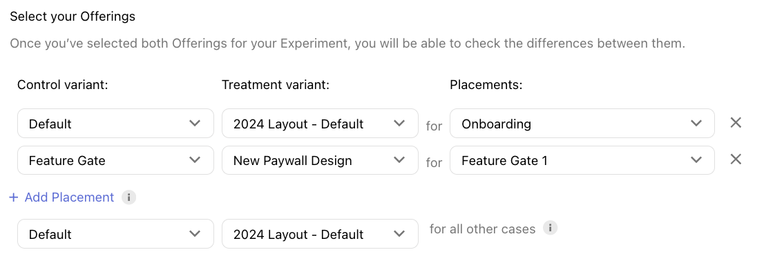 Adding Placements to Experiments