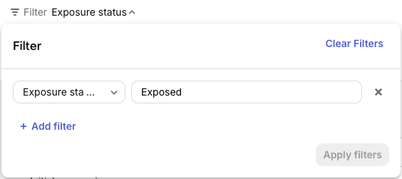 Exposure status filter on the experiment results page