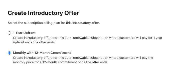 Offer configuration options for each billing plan